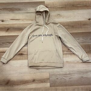 NWOT Beige Hoodie with Motivational Print